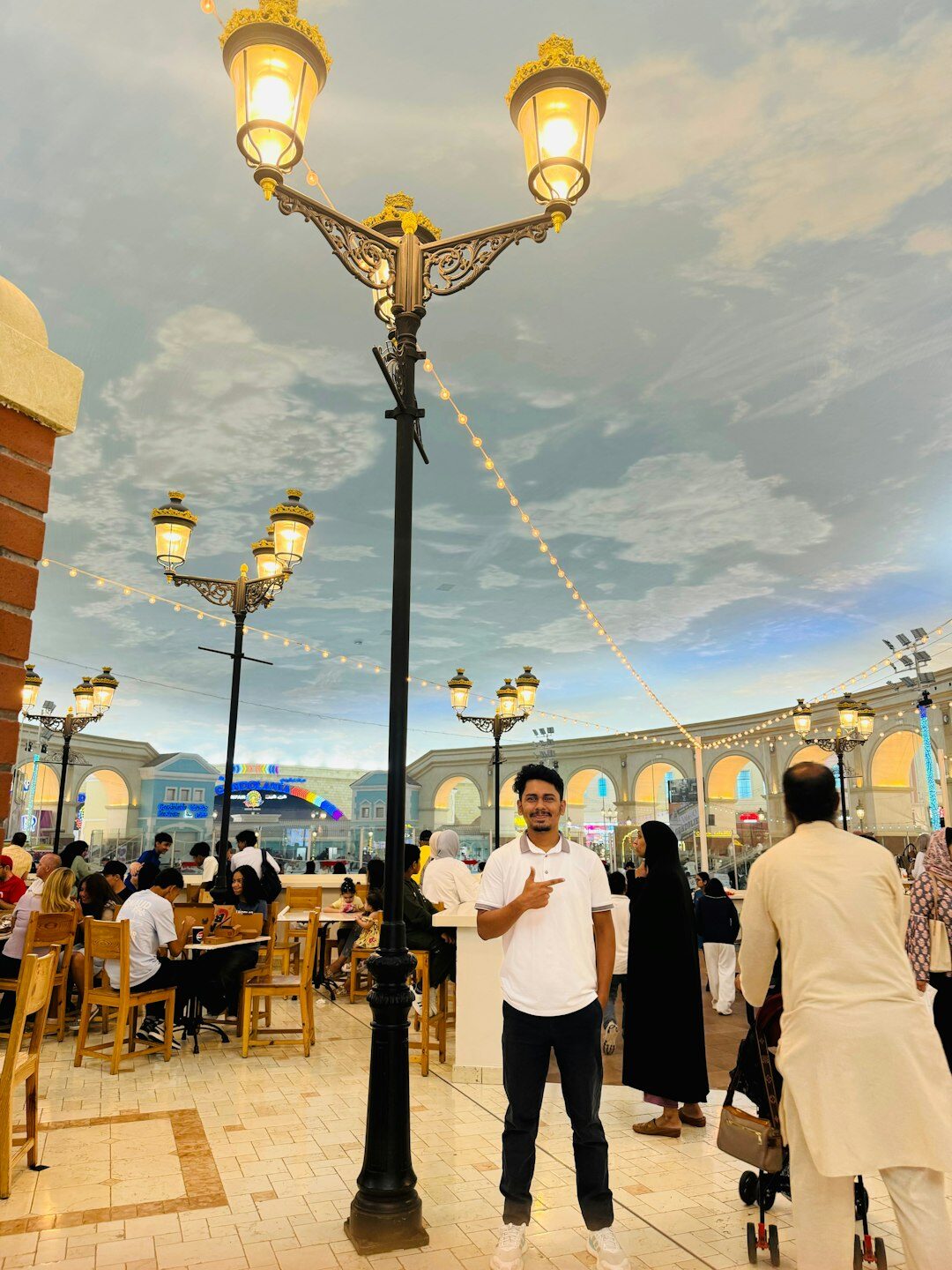 family in shopping mall
